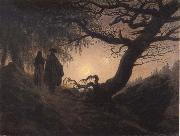 Caspar David Friedrich Man and Woman contemplating the Moon USA oil painting artist